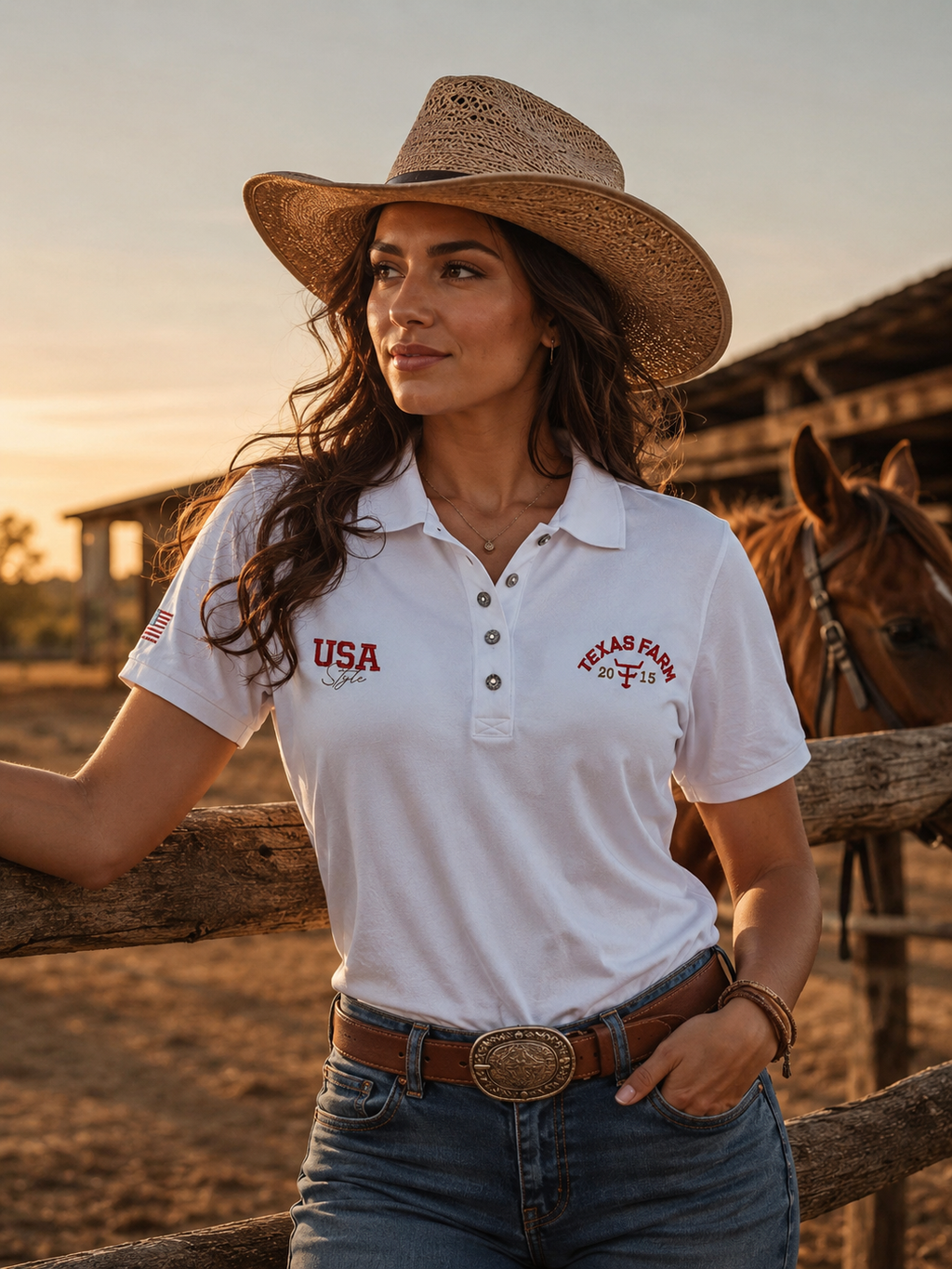 Camiseta Polo Feminina-New Style Texas farm CPF006