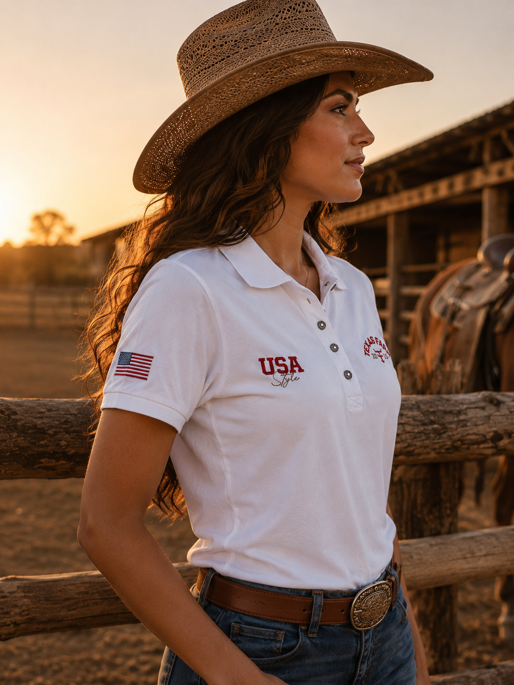 Camiseta Polo Feminina-New Style Texas farm CPF006