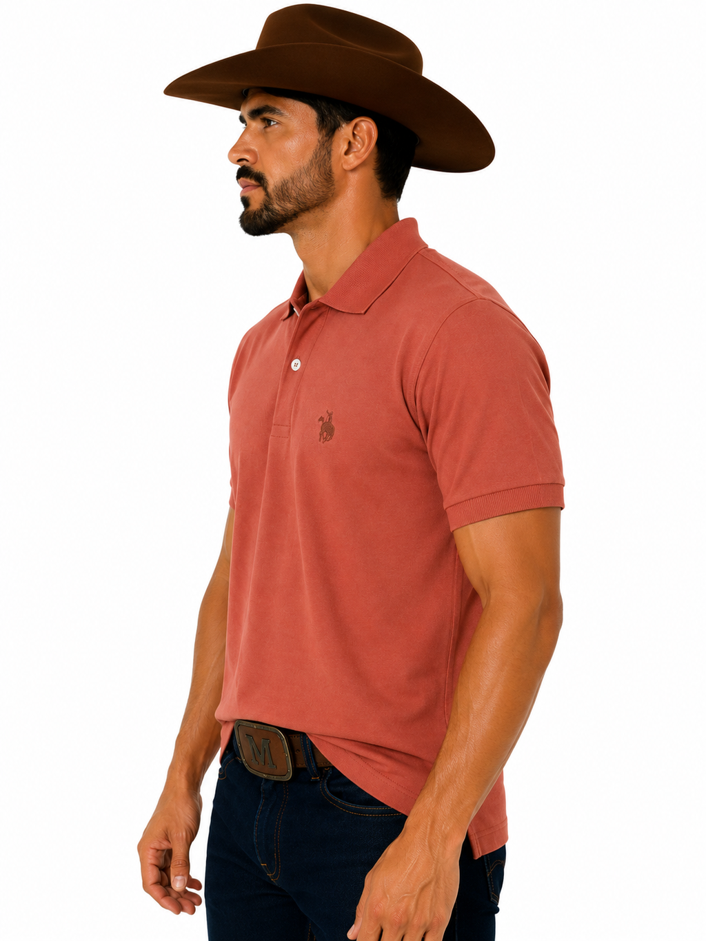 Camiseta Polo Masculina Lisa Sem Bolso Terra de Peão - Ref.: 50003