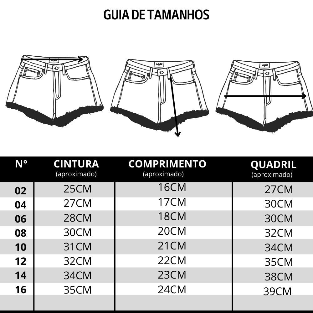 Short saia feminino infantil