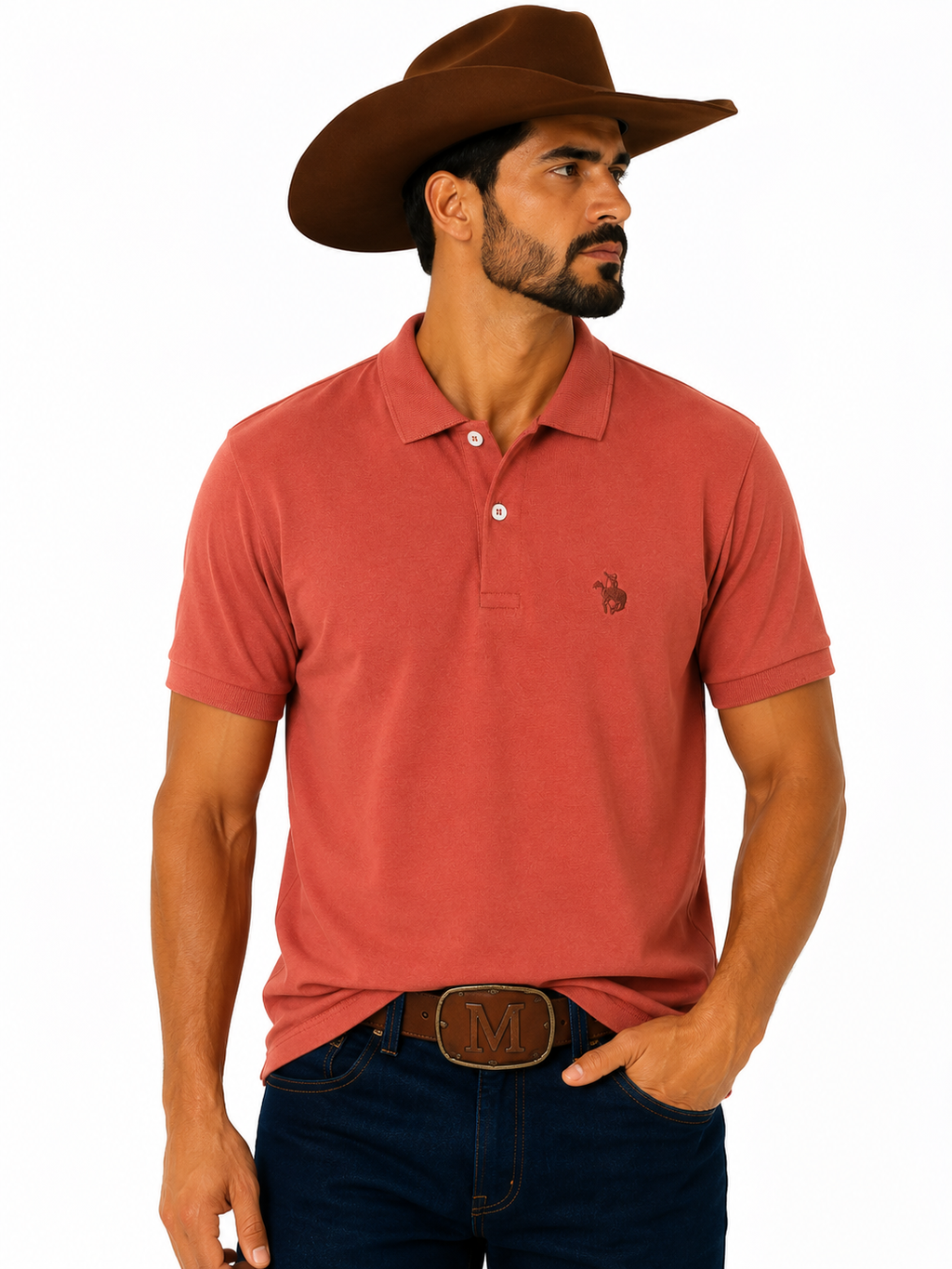 Camiseta Polo Masculina Lisa Sem Bolso Terra de Peão - Ref.: 50003