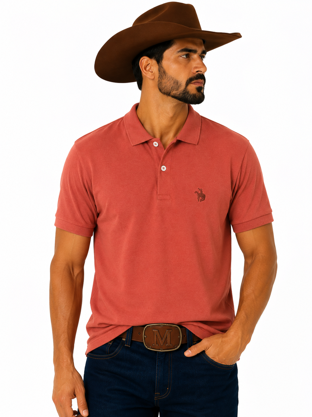 Camiseta Polo Masculina Lisa Sem Bolso Terra de Peão - Ref.: 50003