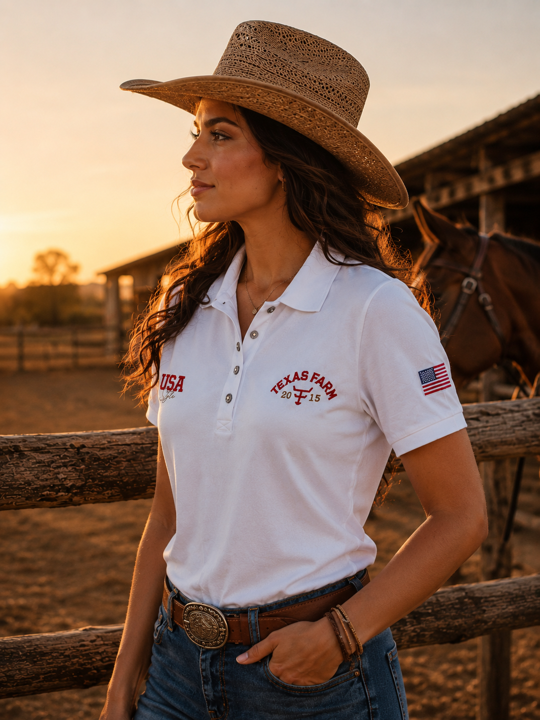 Camiseta Polo Feminina-New Style Texas farm CPF006