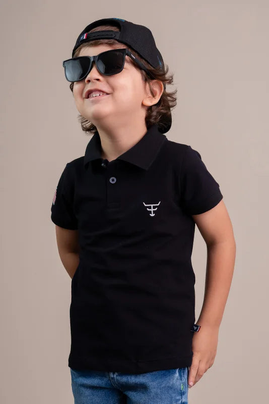 CAMISA POLO MASCULINA MINI TEXAS FARM - BUCKAROO - CPMMINI001 - PRETO