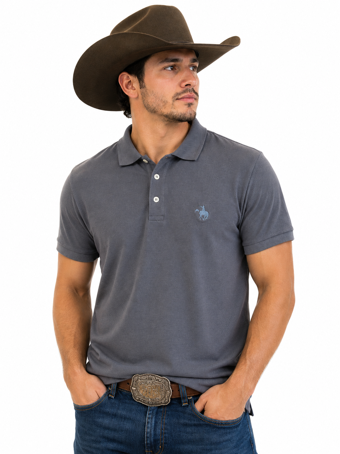 Camiseta Polo Masculina Lisa Sem Bolso Terra de Peão - Ref.: 50003