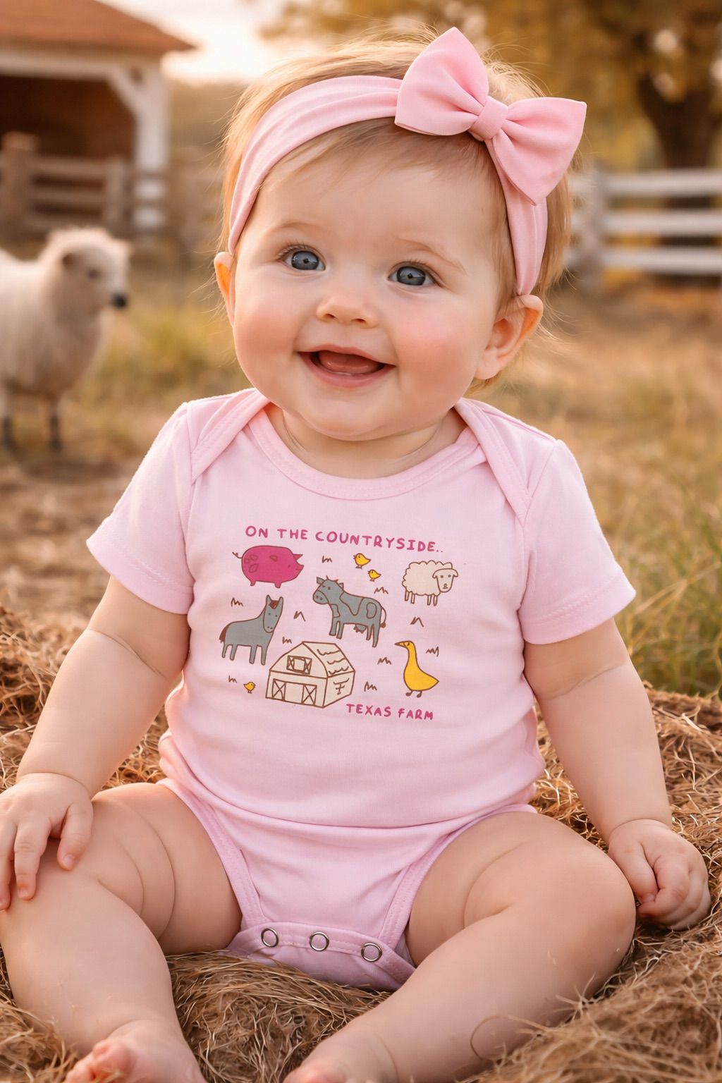 BODY INFANTIL MANGA CURTA TEXAS FARM
